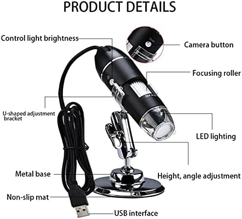 n/A Прилагодлив 1600X 3 ВО 1 USB Дигитален Микроскоп Тип-C Електронска Микроскопска Камера за 8 Led Зголемувач На Зумирање