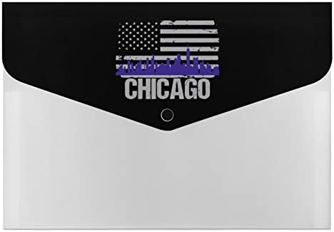 Чикаго Хоризонт Американско Знаме 6 Џеб Проширување На Датотеката Организатор А4 Големина Папки Водоотпорен Датотека Коверти