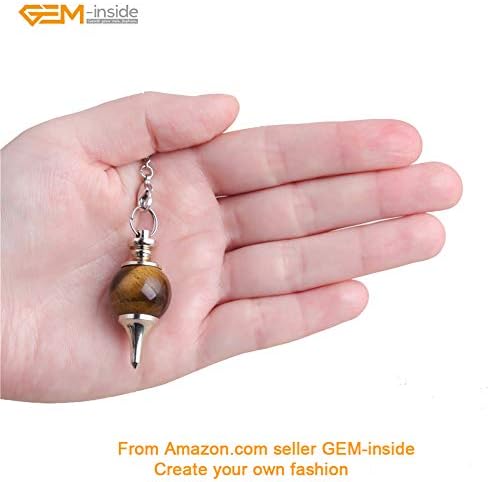 Gem-Indide Globular Natural Yellow Tiger Eye 1,57 Downing Chakra pendulum for divination Real Stone Reiki приврзок ѓердани за жени заздравување на енергијата