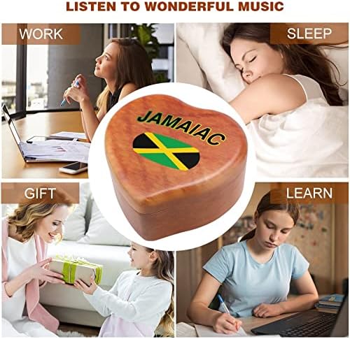 Знамето на земјата во Јамајка, знамето на Јамајка Шумани музички кутии Гроздобер врежана срцева музичка кутија подарок за Божиќ
