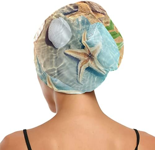 Womenените Beanie Hat Skull Worket Cap, Searfish Seashell остава еластична модерна глава за ноќна ноќ за спиење на капакот за спиење