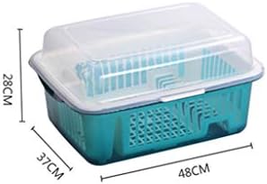 SDGH Blue Bowl Rack - Едноставна кујна за дренажа сад за садови за домаќинство пластика покриена сад за сад за кујнски кујнски прибор