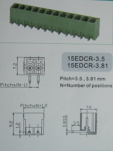 Агол од 15 парчиња 90 ° 7PIN/WATE PITCH 3,5 mm Termin Terminal Block Connector Connector Connector Connector Color со агол пин