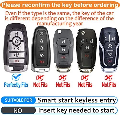Синдеда за Ford Key FOB Cover со клуч за приврзок Премиум мека TPU целосна заштита клуч за клучеви, компатибилна со Ford Explorer Mustang Fusion