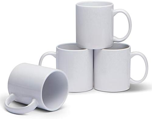 Серами Бели Керамички Класични Чаши За Кафе со Капацитет од 11оз, Комплет од 4