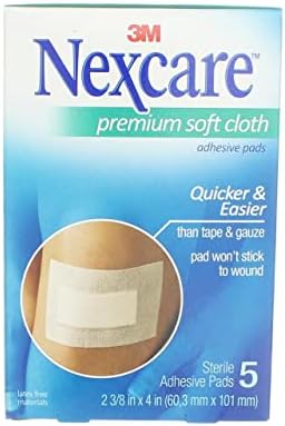 Nexcare Premium мека крпа лепило подлога, H3564, 2 3/8 во x 4 in, 5 ct.