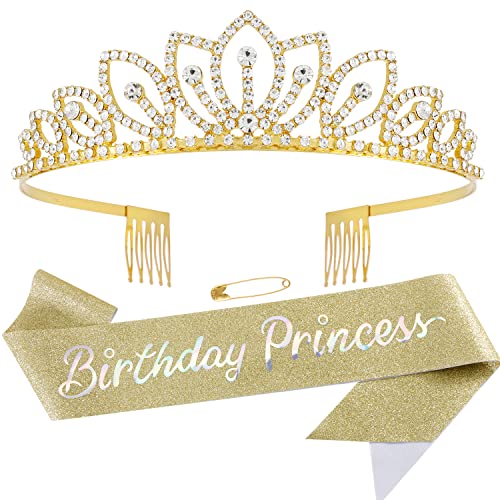 Роденден роденденска принцеза круна и појава за девојчиња жени, роденденско девојче Саш и тијара розово злато роденденска круна