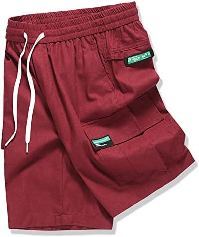 Машки карго -шорцеви за мажи со повеќе торбички со мулти торбички летни памучни постелнини лабави обични панталони каприци шорцеви