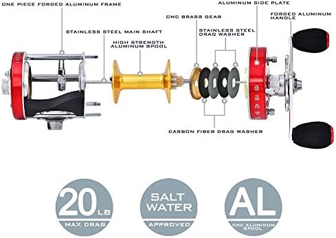 Кастикинг Ровер тркалезна тркала за мамкинг, совршен конвенционален ролна за сом, лосос/челик, лента бас и риболов со солена вода - бр.1 со највисоко