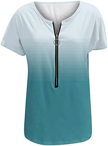 Lcepcy жени летни обични маички патент патент предниот дел на блуза со вратот, градиент на кратки ракави Туника врвови 2023 трендовски кошули