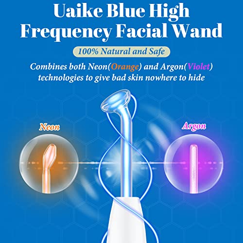 Висока за лице со висока фреквенција - Uaike 6 во 1 преносна рачна сина фреквенција машина за кожа на лице дома - уред за стапче за лице