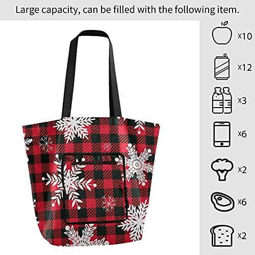 Снегулки Божиќ 20201225 Преклопено рамо тота торба за еднократна употреба на намирници за намирници, тешка школа торба торба за торба