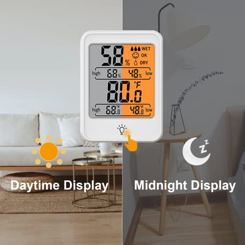 Термометар на просторијата Fzhome, термометар во затворен простор, мерач на влажност, дигитален термометар хигрометар, термометар за