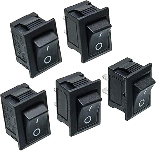 Rocker Switch 5PCS Black Push Button Mini Switch 6A-10A 250V KCD1-101 2PIN Snap-In Вклучено/Исклучено Рокер прекинувач 21 * 15мм