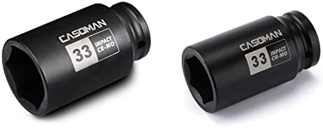 CASOMAN 1/2 Drive x 33 mm Длабок 6 PT Ударен Приклучок, CR - MO, 33MM &засилувач; CASOMAN 3/4 Диск x 33 mm Длабок 6 PT Ударен Приклучок,
