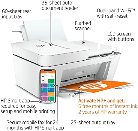 HP DeskJet 4155e Безжична Боја Сите-Во-Едно Печатач со бонус 6 месеци Инстант Мастило, бело