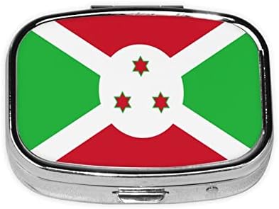 Бурунди Знаме Плоштад Мини Пилула Кутија Патување Медицина Прегради Организатор Пренослив Метал Пилула Случај