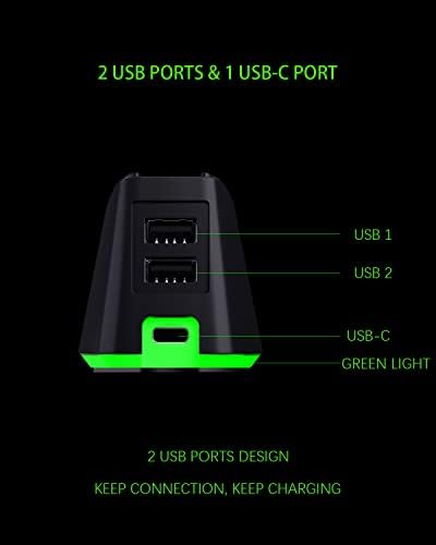 Veoryfly Глувчето Полнење Пристаниште за Razer со 2 USB Порти &засилувач; USB-C, Одговара За Razer DeathAdder V2 Pro, Нага Про, Вајпер Крајната, И Basilisk Крајната Игри Глувчето