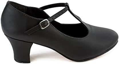 Значи, чевли за ликови од танц CH40 T-STRAP со црна потпетица од 2 ”