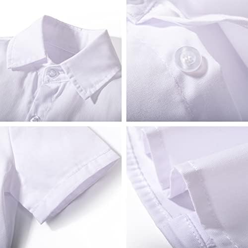 Dinysuos костуми за момчиња Деца лето смокинг облека Краток ракав Бела кошула + Bowtie + Sharts + елек формален фустан 3-7 години