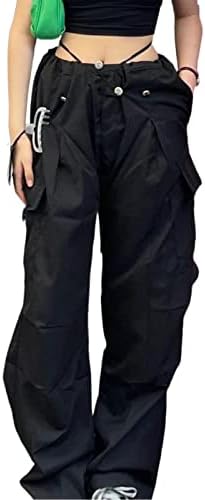 Eoeioa женски торбички панталони со широки панталони за нозе лабави панталони со низок половината хип хоп џогери трендовски y2k улична