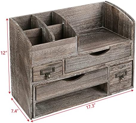 Дизајн на ИКЕЕ Голем прилагодлив организатор на дрвена десктоп за канцелариски материјали, полица за решетки за складирање, држач за стационарни