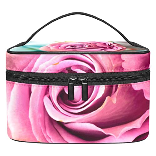 Розова Роза Голема Козметичка Торба Носител На Случај За Организатор На Шминка За Жени Девојки