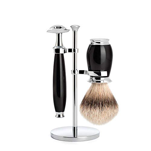 Mühle Purist Black 3-парчиња Silvertip Badger Seafvey Brazor Shaving Set