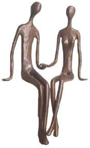 Дања Б. Седи двојка држејќи ги современата бронзена скулптура со песок, подарок за дома и канцелариски декор за сопружник и партнер, роденден,