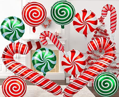 24 парчиња Божиќна Фолија Балони Дедо Мраз Снешко Мечка Божиќ Големи Бонбони Трска Подарок Тема Балон Декорација Партија Материјали
