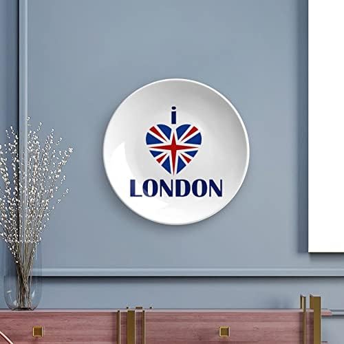 Ја Сакам Лондонската Коска Кина Декоративна Плоча Тркалезни Керамички Плочи Занает Со Штанд За Прикажување За Декор За Вечера На Ѕидови