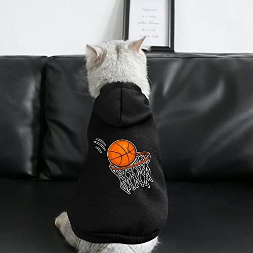 Среќна кошаркарска мачка и кучиња дуксери меки и топло џемпери за џемпери за кучиња за мало средно миленичиња