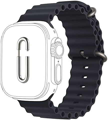 Eavae Ocean Band компатибилен со Apple Watch Band Ultra 49/45/44/43/42/41/40/38mm, прилагодлив спорт со силикономска лента за флуороеластомер