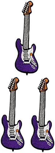 Кленплус 3 парчиња. Гитара Виолетова Лепенка Електрична Гитара Цртани Налепници Занаети Уметност Поправка На Шиење Везено Железо На