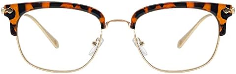 QxAiVMin Преголеми Очила За Читање Метални Рамки Жени, Сино Светло Блокирање На Компјутерски Читач, Стилски Очила Против Отсјај