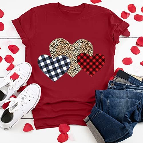 Маици за жени графички маички смешни слатки кратки ракави пад на маицата огниште Loveубов на врвови на блузи подарок за парови