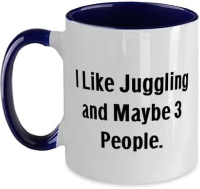 Ми се допаѓа жонглирање и можеби 3 лица. Juggling Twone Tone 11oz кригла, уникатни подароци за жонглирање, чаша за пријатели