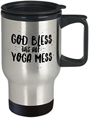 Јога Патување Кригла Тамблер Чаша - Бог да го благослови овој топла јога хаос - Кафе/Чај/Пијат Топло/Ладно Изолирани-Смешни Новина