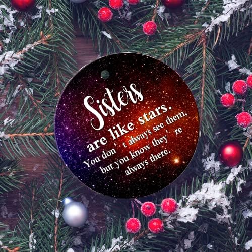 Божиќни украси на Nennalo 2021 Божиќ украс двострана комеморативна 2021 година Орнамент Керамички украс подарок за вашите сестри украсни сестри