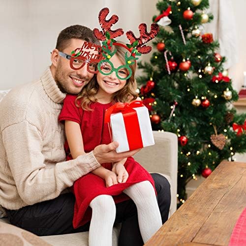 Божиќни божиќни ленти за глава, фенси очила за очила со ирваси, дизајни за сјајни сјајни дрвја за празнични костуми за очила за