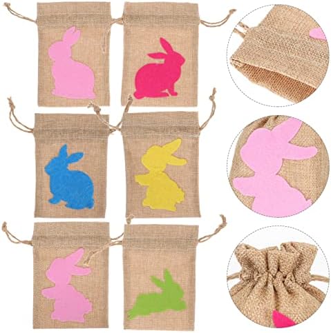 Дидизеон Торби За Подароци со Врвки 6 парчиња Велигденски Вреќи За Влечење Торби За Чување Подароци За Зајачиња Торбички За Лекување На