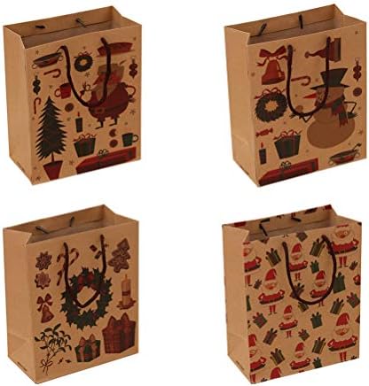 ДОИТУЛ 12 парчиња Божиќни Торби За Подароци Од Крафт Хартија Преносна Торбичка За Чување Торбичка За Рачна Торба За Облека (Случаен Модел