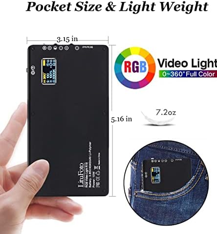RGB Видео светлина 360 ° целосна боја 9 ефект на осветлување 3200-7500K Прилагодлив 1- Stepless Dimming за фотоапарати Фотографија