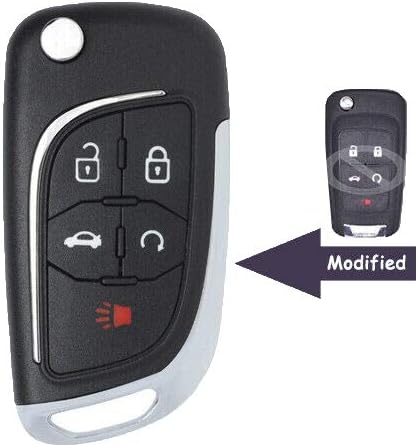 Ceyecu Изменет 5 копчиња за далечински клуч за далечински клуч за Chevy Camaro Cruze Equinox Malibu, само клучна школка