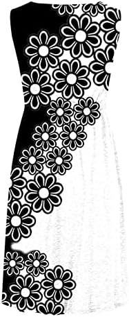 Фрагрни фустани за одмор, женски модни обични печатени печатени кружни вратот на копчето без ракави, облечен фустан од елек.