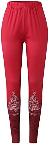 Christmasенски Божиќни хеланки меки удобни четкани хеланки шарени карирани хулахопки Панталони со високи тренинзи со половината