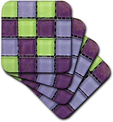3drose cst_53288_3 Популарна Зелена N Виолетова Стаклени Плочки На Мрежа-Керамички Плочки Подлоги, Во собата на 4