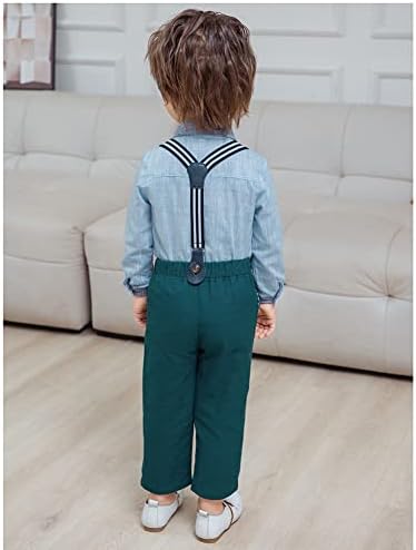 Јун Хао Дете за бебе момче облека за облека, џентлмен облека, костум за лак, кошули + суспензии панталони облеки