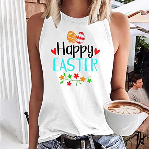 xipcokm среќна велигденска буква печатена резервоарка врвни жени лабава лабава маичка без ракави летни модни маички за дама