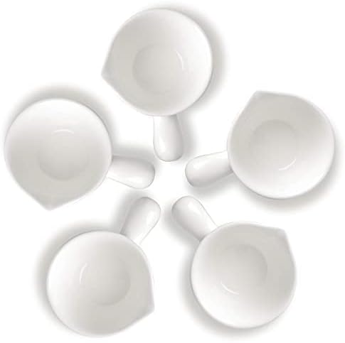 Мали бели чинии за сервирање за натопи сет од 5 чинии сос 2 мл со рачка керамички крема за крем мини - бело